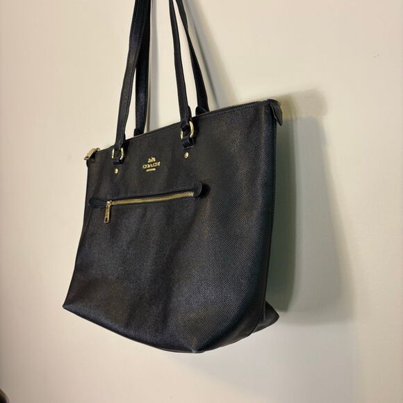 Coach Black Leather Large Shoulder Tote Bag Purse - Picture 5 of 12